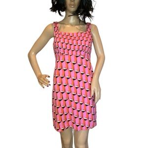 Diane Von Furstenberg X Target 90s Shift Pink Modern Geo Mini Dress Size 00 NWT